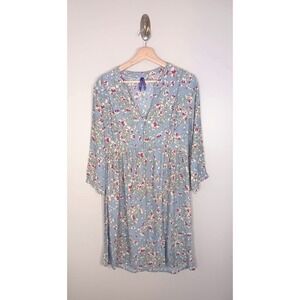 Seraphine Maternity Nursing Dress Women's 8 Blue Floral Empire Waist Midi Dress